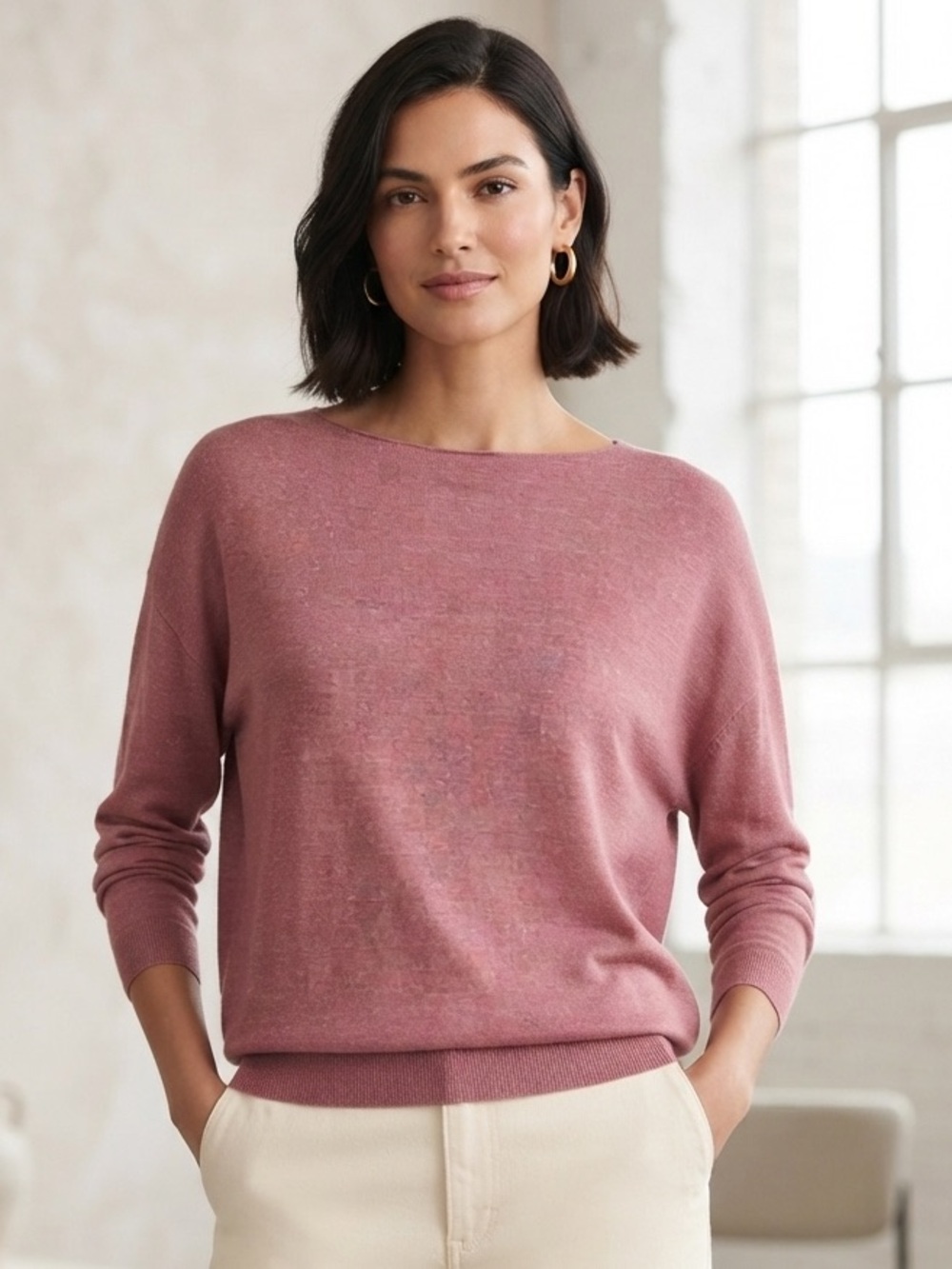Massimo Dutti Linen Slub-Knit Sweater